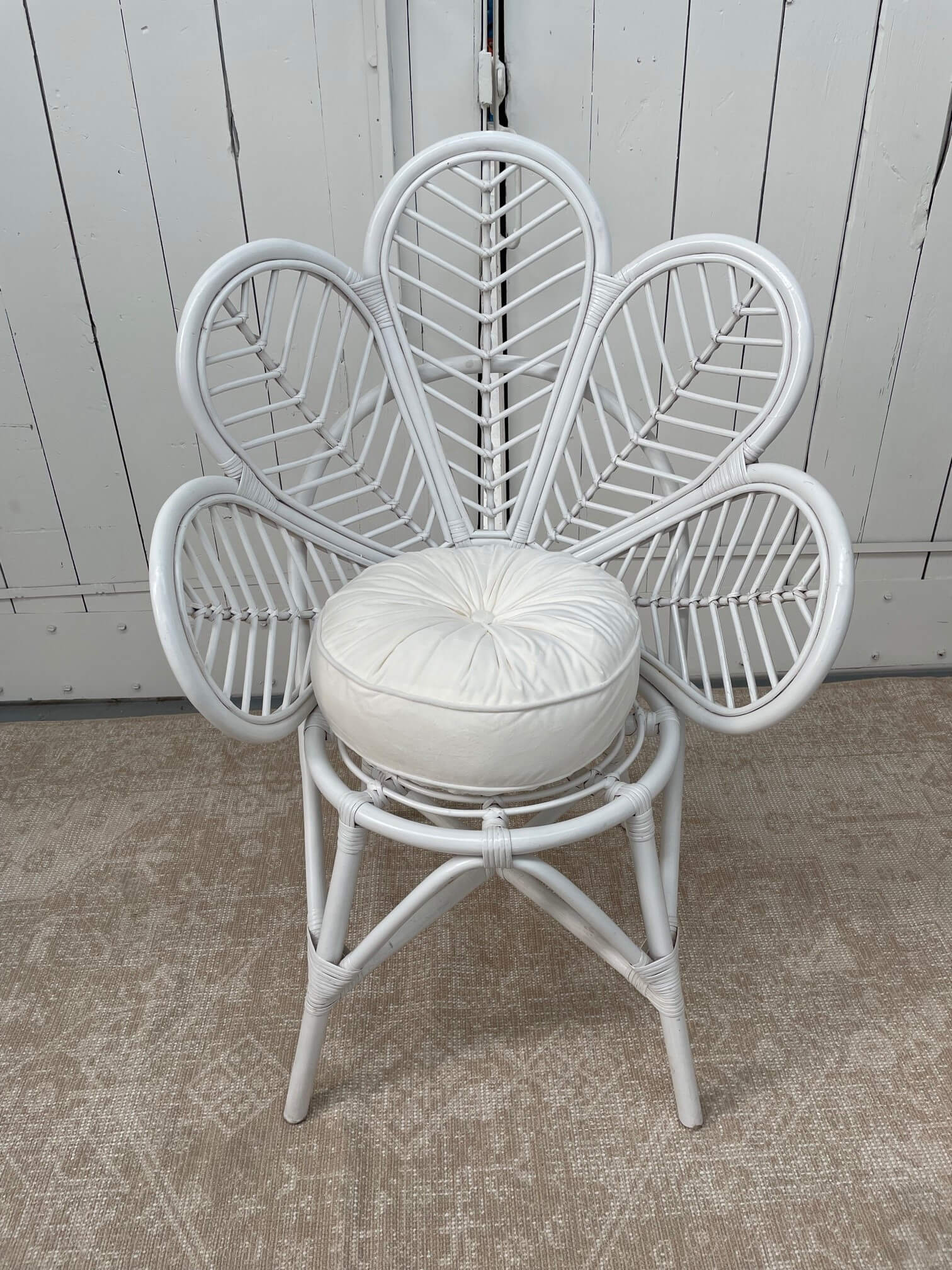 white flower chair