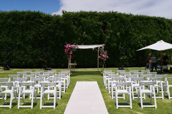 Birch Chuppah with Ivory chiffon roof - Image 2