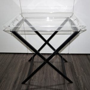 Clear Acrylic Butler Tray on Black Stand
