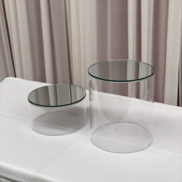 Clear Acrylic Cylinder Risers - 2 - Hire Melbourne