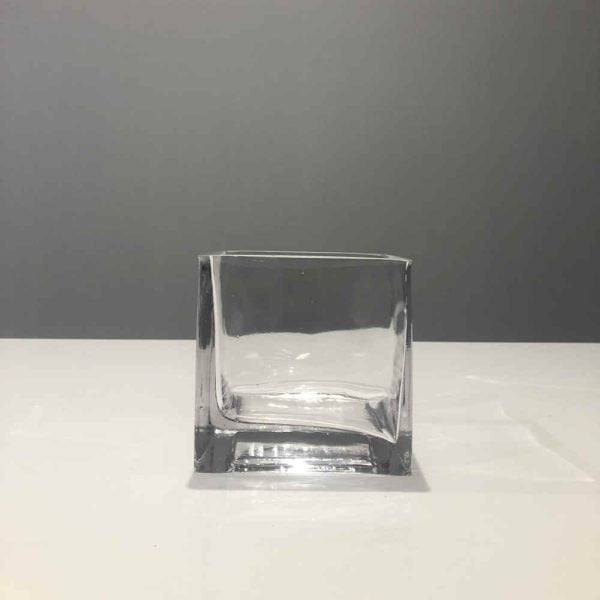 Clear Rectangle Vase - 10cmH x 10cmW x 10cmL - Hire Melbourne