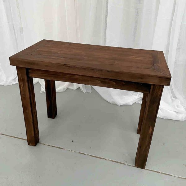 Dark Stain Small Timber Table - 1 - Hire Melbourne