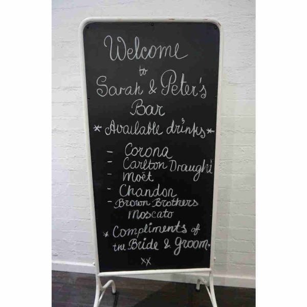 Free standing chalkboard with white frame