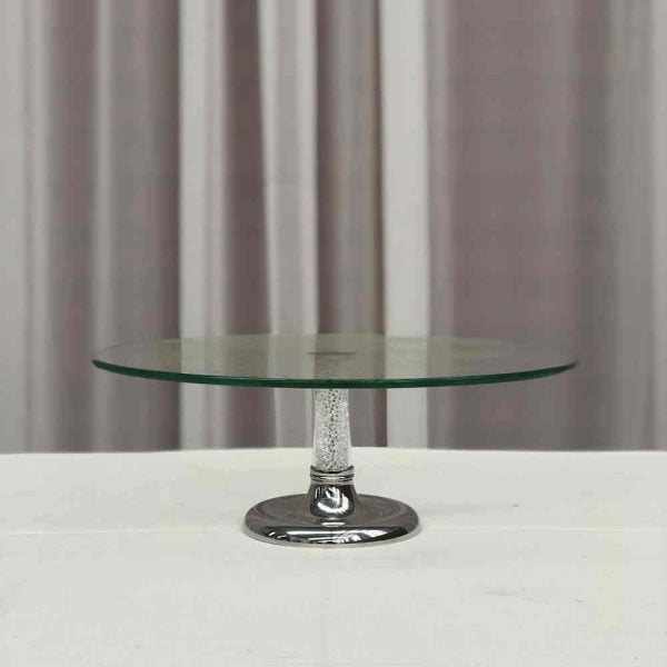 Glass Cake Stand with Crystal Stem - 1 - Hire Melbourne