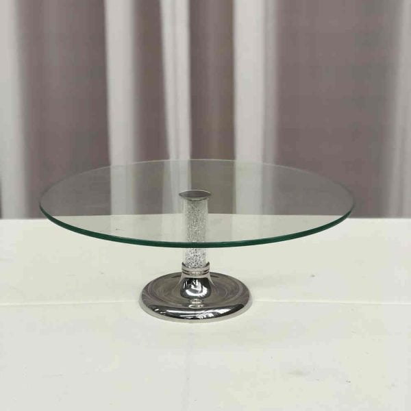 Glass Cake Stand with Crystal Stem - 2 - Hire Melbourne