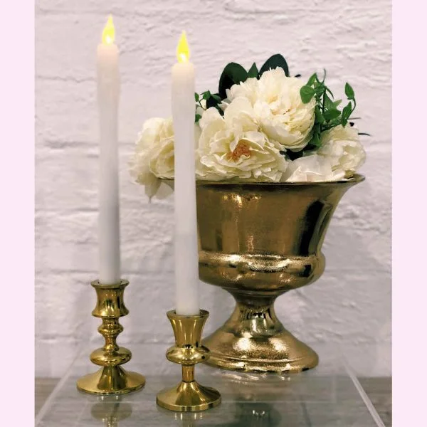 Gold Metal Footed Vase - 3 - Hire Melbourne