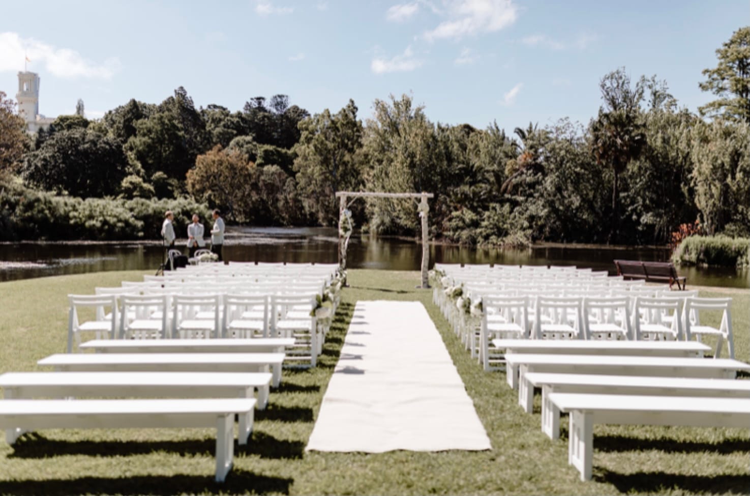 White Wooden Bench - Image 2