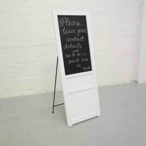 Rustic White Free Standing Door Chalkboard - 1 - Hire Melbourne