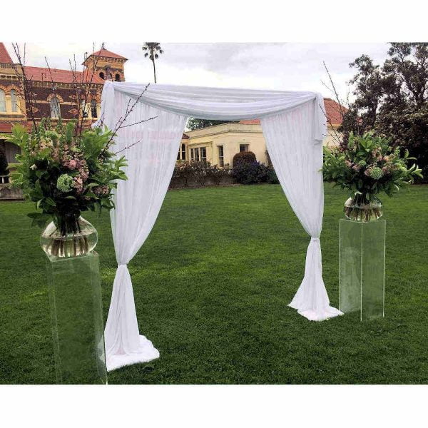 Two Post Canopy with White Draping