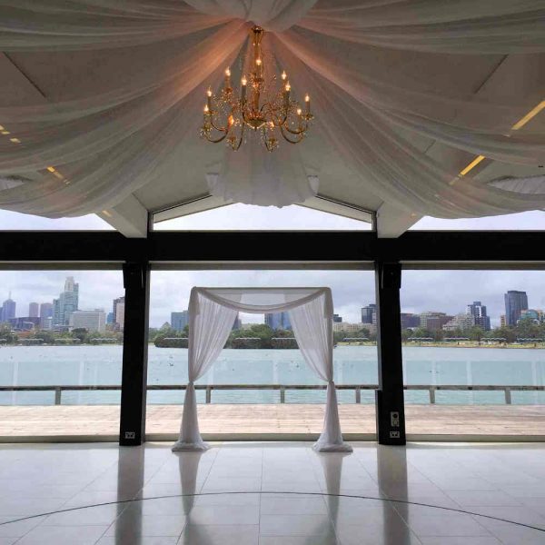 Two Post Canopy with White Draping - 3 - Hire Melbourne