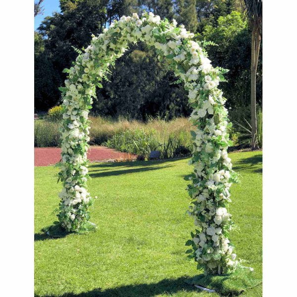 White Silk Floral Rounded Arch