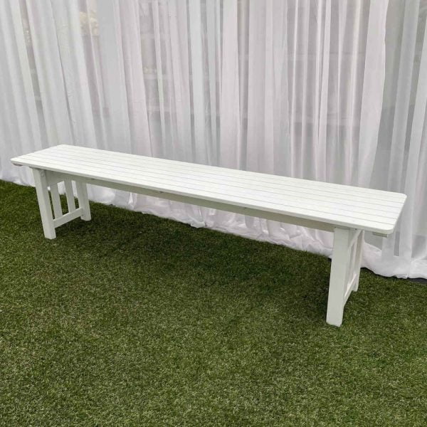 White Wooden Bench - 1 - Hire Melbourne