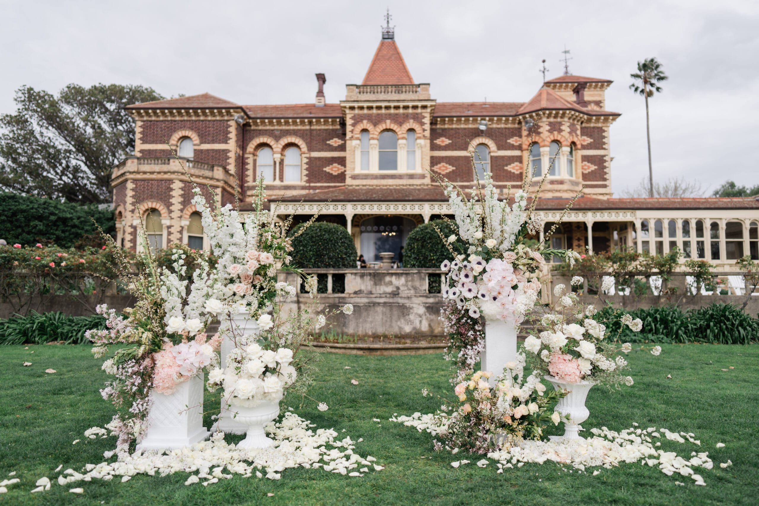 Assorted Textured White Urns and Pedestals