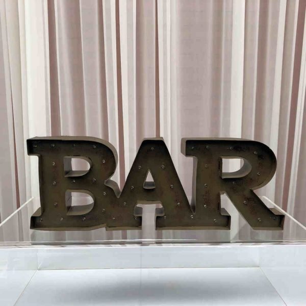 'Bar' Rustic Light Up Sign - 1 - Hire Melbourne