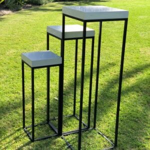 Black iron pedestals with white top - 3 sizes