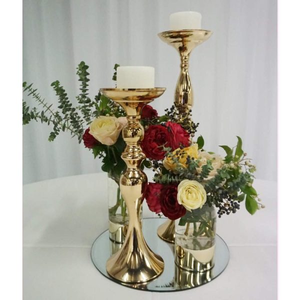 Clear Cylinder Vase with Gold Base 4 WB