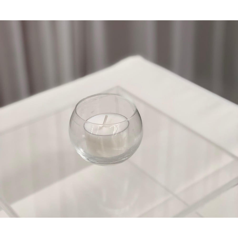 Clear roly-poly tea light votive - Weddings of Distinction