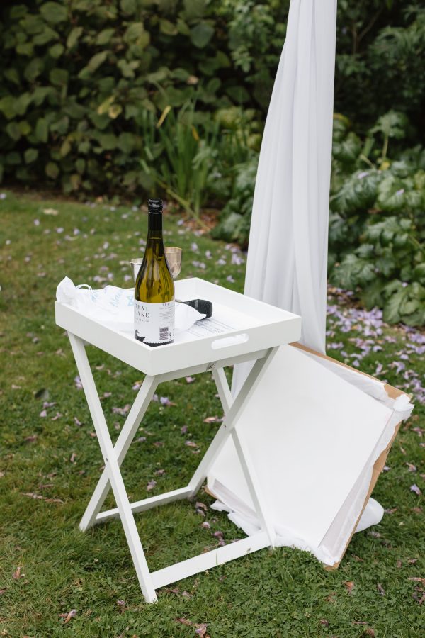 Square white butlers table (plain)