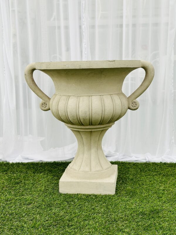 Sandstone (beige) urn with handles