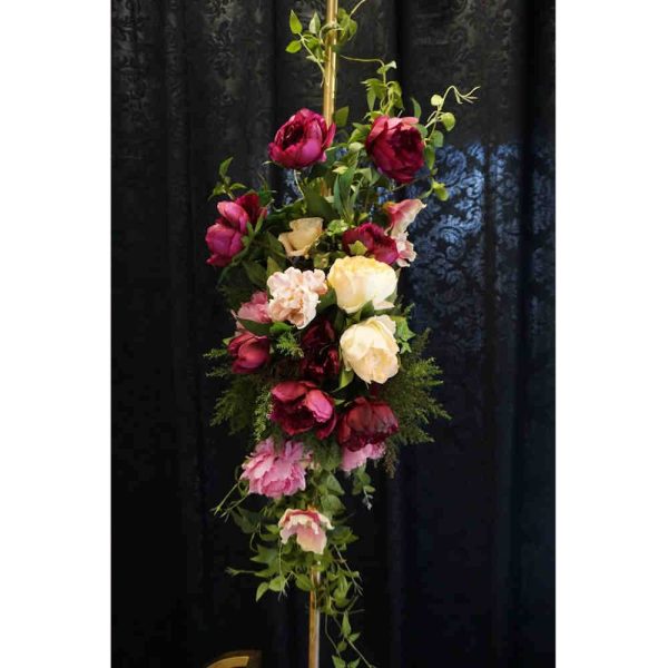 Silk pink and deep burgundy floral arrangement
