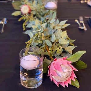 Silk Pink Protea and Green Foliage Garland - 2 - Hire Melbourne