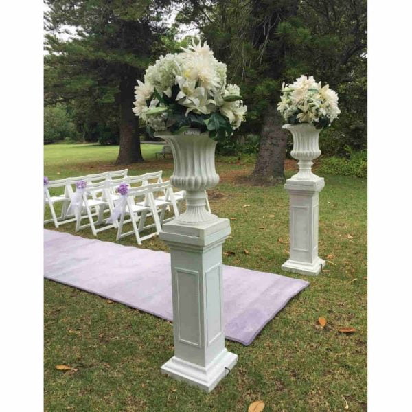 Traditional White Urn and Pedestal 12WB