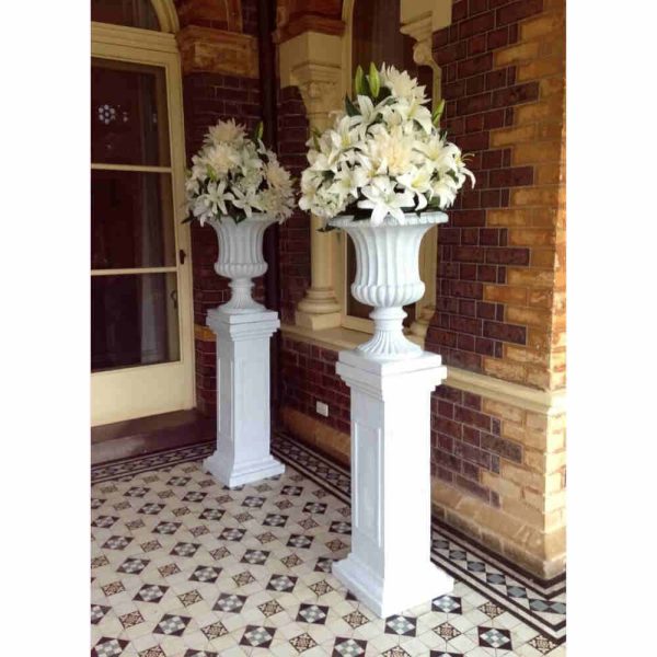 Traditional White Urn and Pedestal 14WB