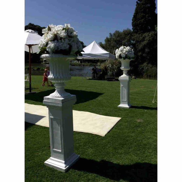 Traditional White Urn and Pedestal 15WB