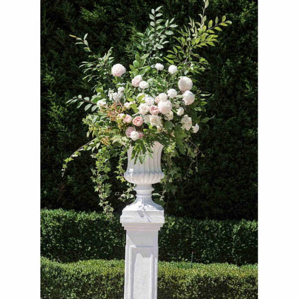 Traditional White Urn and Pedestal 1WB