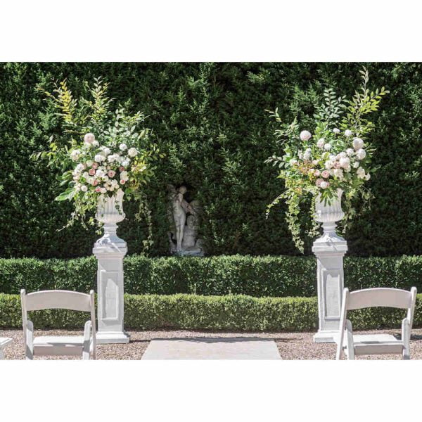 Traditional White Urn and Pedestal 2WB