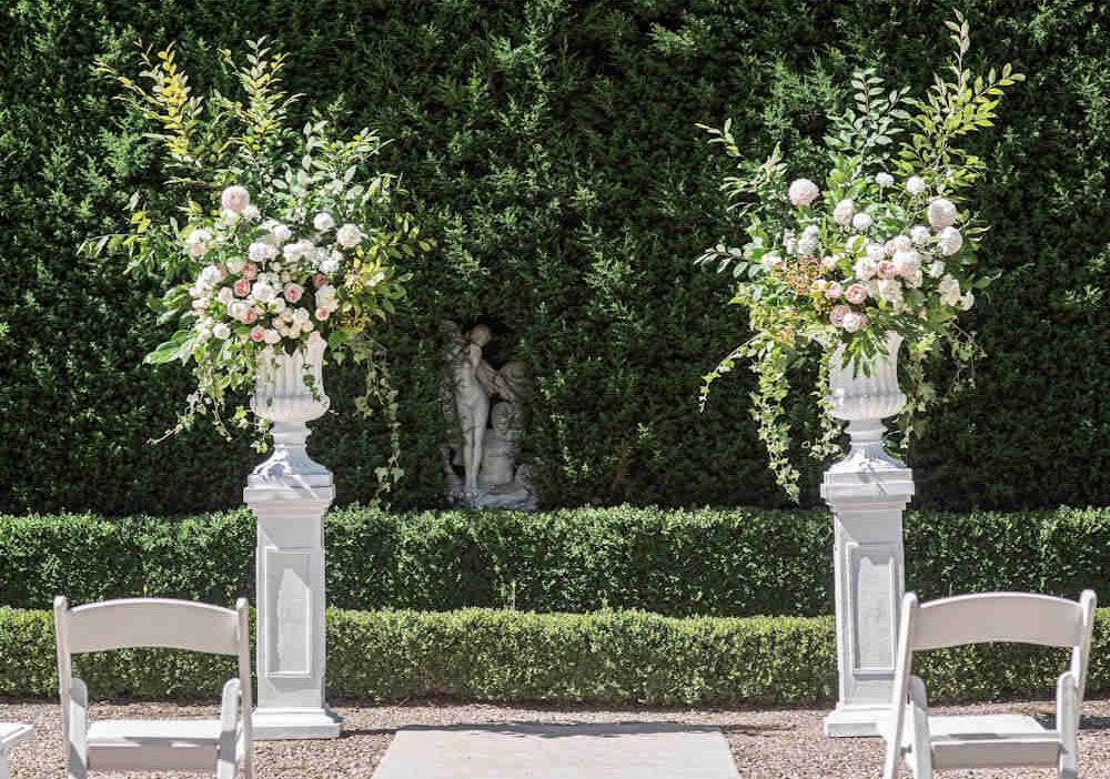 Traditional White Urn and Pedestal 2WB