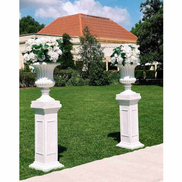 Traditional White Urn and Pedestal 3WB