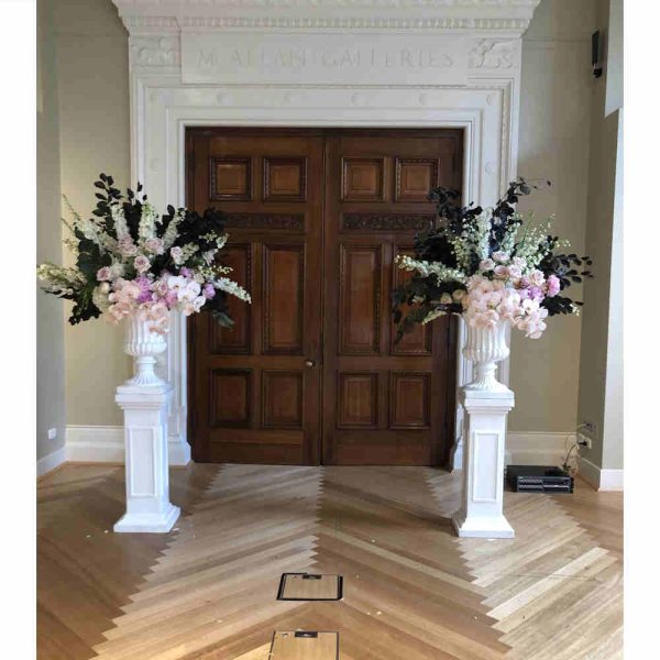 Traditional White Urn and Pedestal 4WB