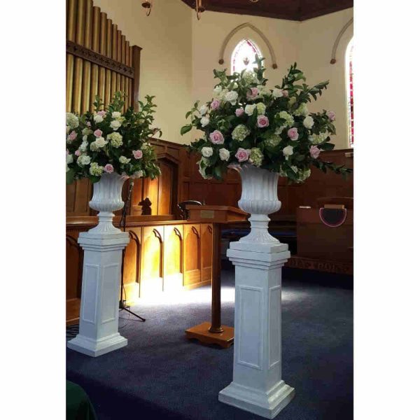 Traditional White Urn and Pedestal 6WB