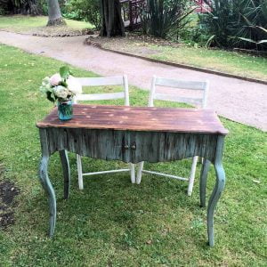 Vintage Green Signing Table - 1 - Hire Melbourne