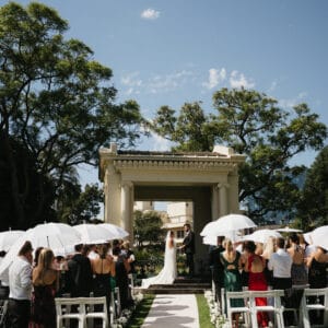 White handheld umbrellas