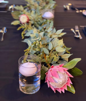 web - Silk Pink Protea and Green Foliage Garland - 2 - Hire Melbourne