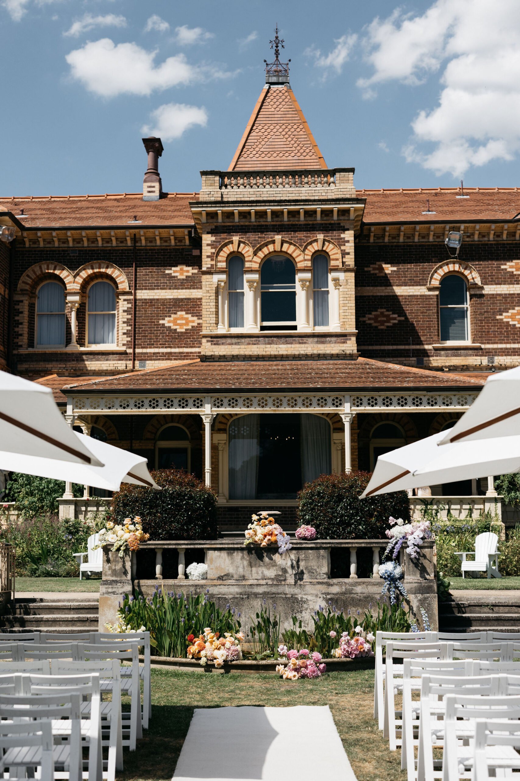 Facing the Mansion on Central Lawn at Rippon Lea House, Elsternwick