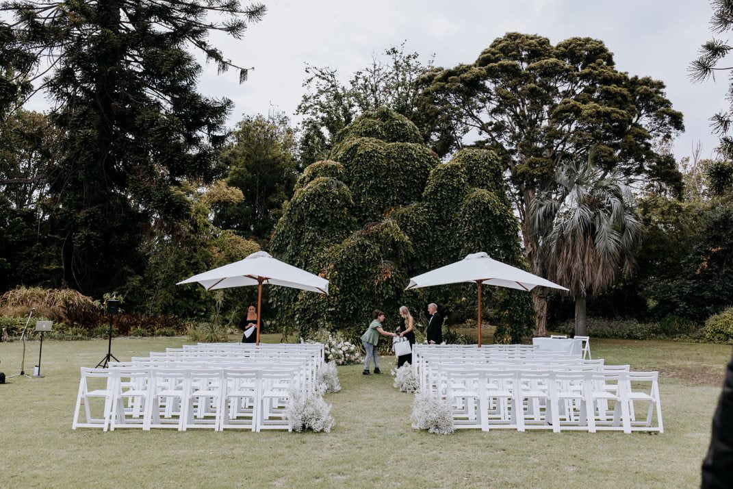Facing the weeping tree on Western Lawn at Rippon Lea House, Elsternwick
