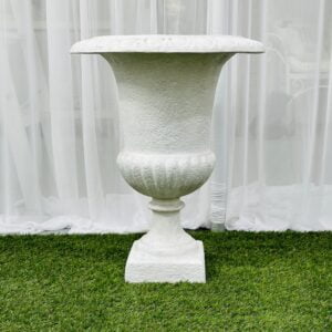 Textured slim white urn