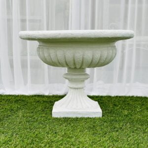 Textured white round urn