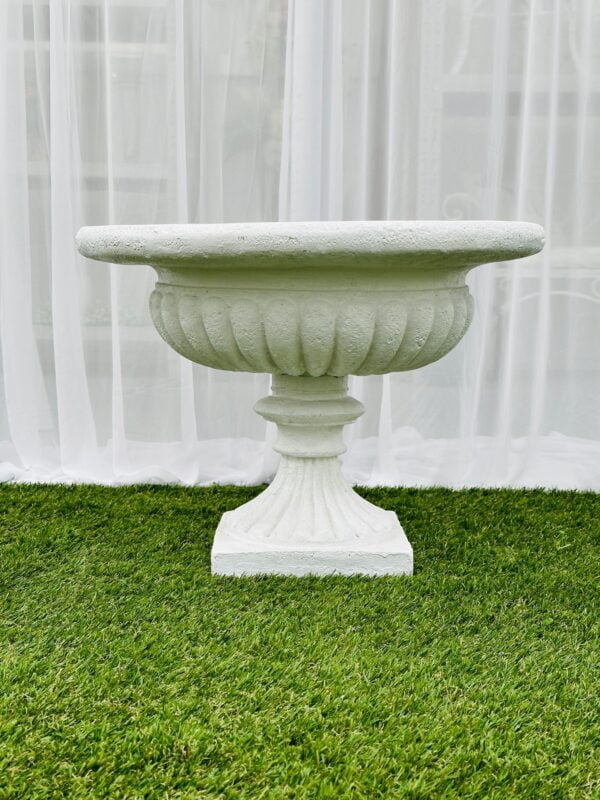 Textured white round urn