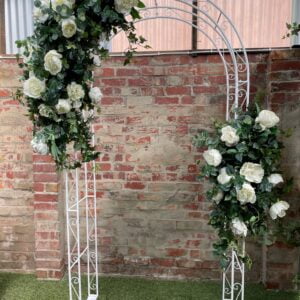 White peony and foliage silk floral arrangement