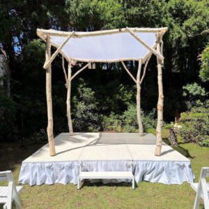 Our new Whitewashed Timber Stage is perfect to combine with our available Chuppahs and canopies to add some extra height.