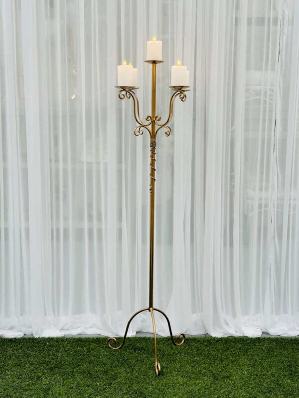 Gold 5 Prong Candelabra (Curl Detail)