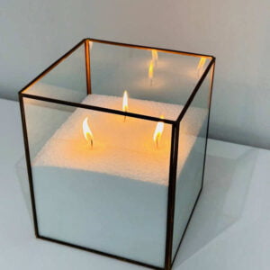 Romantic Sand Candle Centerpiece in Square glass container