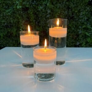 Real flame floating candles in vase - set of 3
