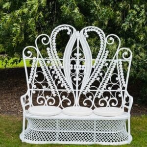 3 seater white peacock bench seat