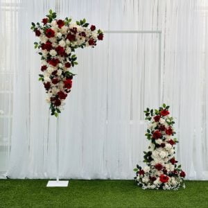 Red Romance silk floral arch arrangement