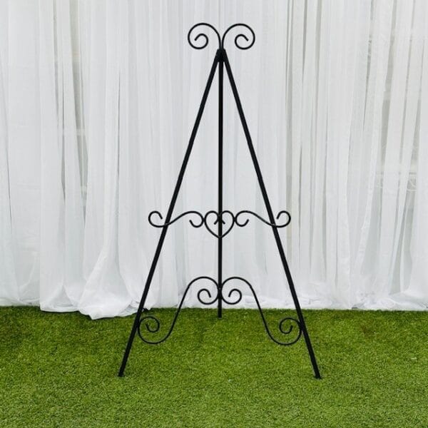 Black wrought iron easel